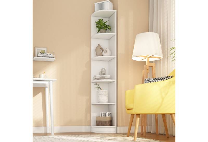 HAUSS SPOLE Eckschreibtisch weiß 180cm Hoch Hochschrank wohnzimmer,Eckbücherregal Beistellschrank (Weißes Eckbücherregal aus MDF, 5-stöckig, platzsparendes Design, starke Tragkraft., 42 x 30 x 180cm) HAUSS SPOLE Eckschreibtisch weiß 180cm Hoch Hochschrank wohnzimmer,Eckbücherregal Beistellschrank (Weißes Eckbücherregal aus MDF, 5-stöckig, platzsparendes Design, starke Tragkraft., 42 x 30 x 180cm) von HAUSS SPOLE