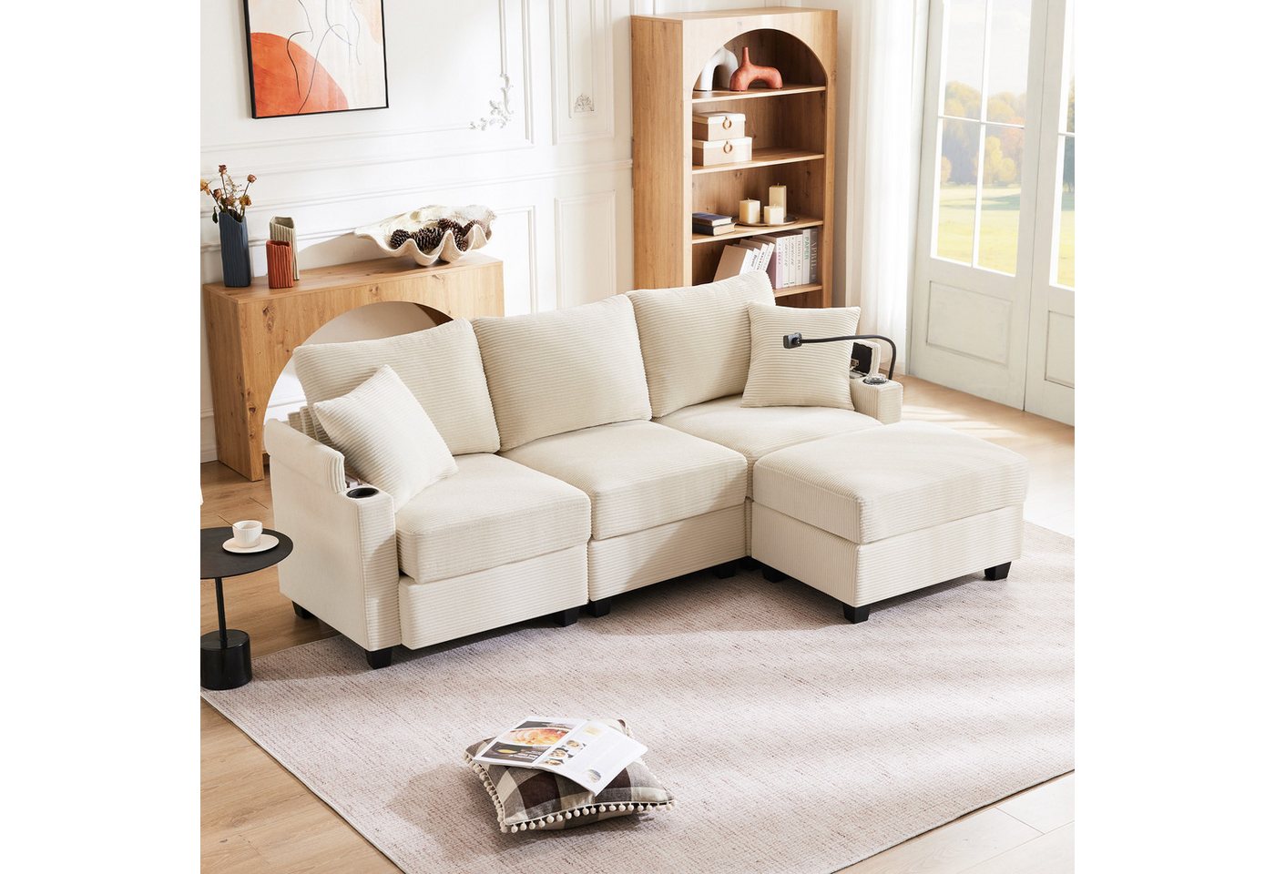 HAUSS SPOLE Ecksofa 3-Sitzer-Sofa L-förmiges Ecksofa mit Fußhocker&USB,Couch Polstermöbel HAUSS SPOLE Ecksofa 3-Sitzer-Sofa L-förmiges Ecksofa mit Fußhocker&USB,Couch Polstermöbel von HAUSS SPOLE