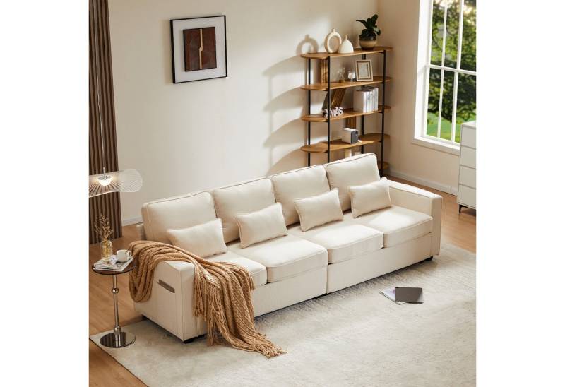 HAUSS SPOLE Ecksofa Schlafsofa mit 4 Kissen, Seitentaschen, Hochelastischer Schwamm, Viersitzer-Sofa mit Armlehnentaschen und 4 Kissen, einfaches Sofa für Wohnzimmer, Wohnung, Büro HAUSS SPOLE Ecksofa Schlafsofa mit 4 Kissen, Seitentaschen, Hochelastischer Schwamm, Viersitzer-Sofa mit Armlehnentaschen und 4 Kissen, einfaches Sofa für Wohnzimmer, Wohnung, Büro von HAUSS SPOLE