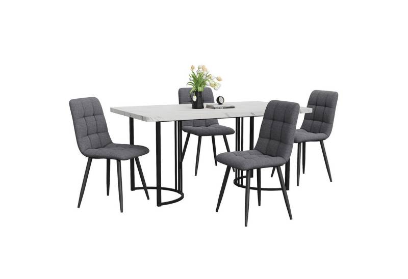HAUSS SPOLE Essgruppe 5-tlg Sitzgruppe mit 140×80cm Esstisch & 4 Esszimmerstuhl von HAUSS SPOLE