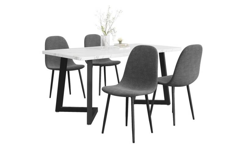 HAUSS SPOLE Essgruppe 5tlg Sitzgruppe 117×68cm Esstisch mit 4 Polsterstuhl, Esszimmerstuhl von HAUSS SPOLE