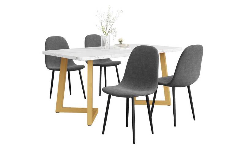 HAUSS SPOLE Essgruppe 5tlg Sitzgruppe 117×68cm Esstisch mit 4 Polsterstuhl, Esszimmerstuhl von HAUSS SPOLE