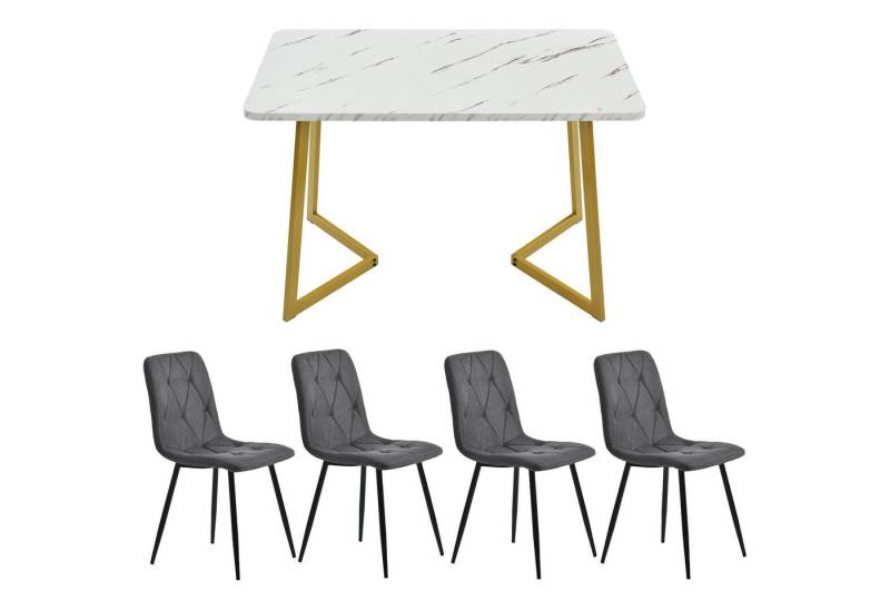 HAUSS SPOLE Essgruppe Essgruppe mit Esstisch und Stühle Küchen Esstisch Set, (5-tlg), Esstisch und 4 Esszimmerstuhl Set von HAUSS SPOLE