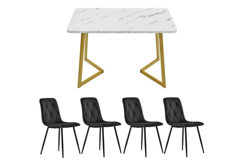 HAUSS SPOLE Essgruppe Essgruppe mit Esstisch und Stühle Küchen Esstisch Set, (5-tlg), Esstisch und 4 Esszimmerstuhl Set von HAUSS SPOLE