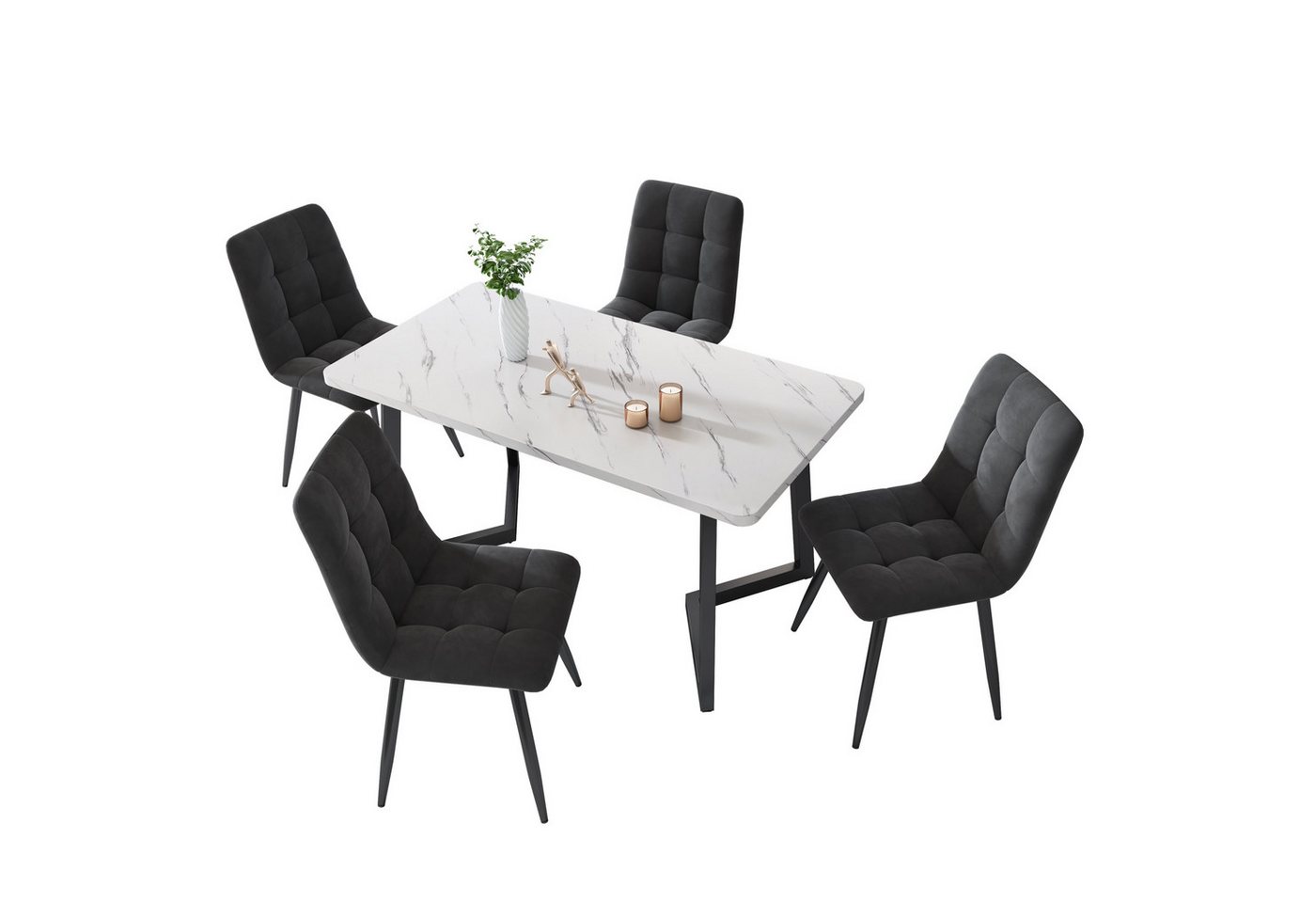 HAUSS SPOLE Essgruppe Esszimmerstuhl 4er Set Polsterstuhl Stuhl, (Sitzfläche aus Samt Gestell aus Metall Nur Stühle, kein Tisch, 4-tlg., Stuhl mit Rückenlehne) von HAUSS SPOLE