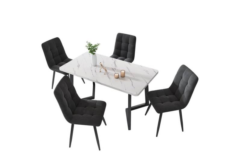 HAUSS SPOLE Essgruppe Esszimmerstuhl 4er Set Polsterstuhl Stuhl, (Sitzfläche aus Samt Gestell aus Metall Nur Stühle, kein Tisch, 4-tlg., Stuhl mit Rückenlehne) von HAUSS SPOLE