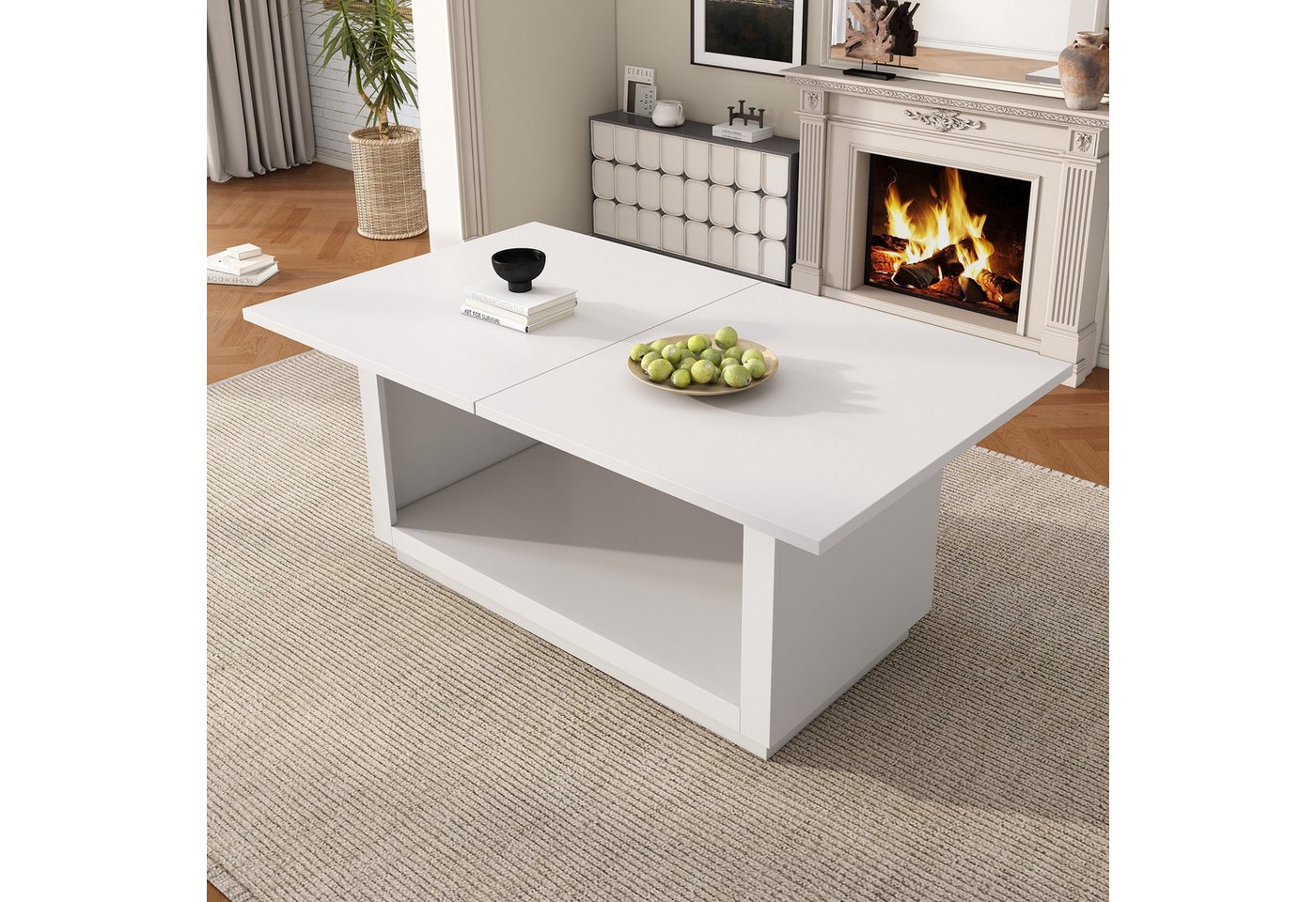 HAUSS SPOLE Esstisch Ausziehbarer Esstisch, quadratischer Esstisch, Couchtisch, weiß (Bistrotisch, 1-St., Länge 140/180cm), Ausziehbarer Küchentisch von HAUSS SPOLE