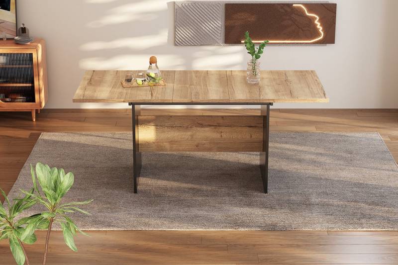 HAUSS SPOLE Esstisch Erweiterbarer 140/180x80cm, Holzmaserung Rechteckiger Esstisch, Natur (Rechteckiger Küchentisch, Holzmaserung, 1-St., erweiterbarer Tischplatte 140-180cm), geeignet für 4-6 Personen von HAUSS SPOLE