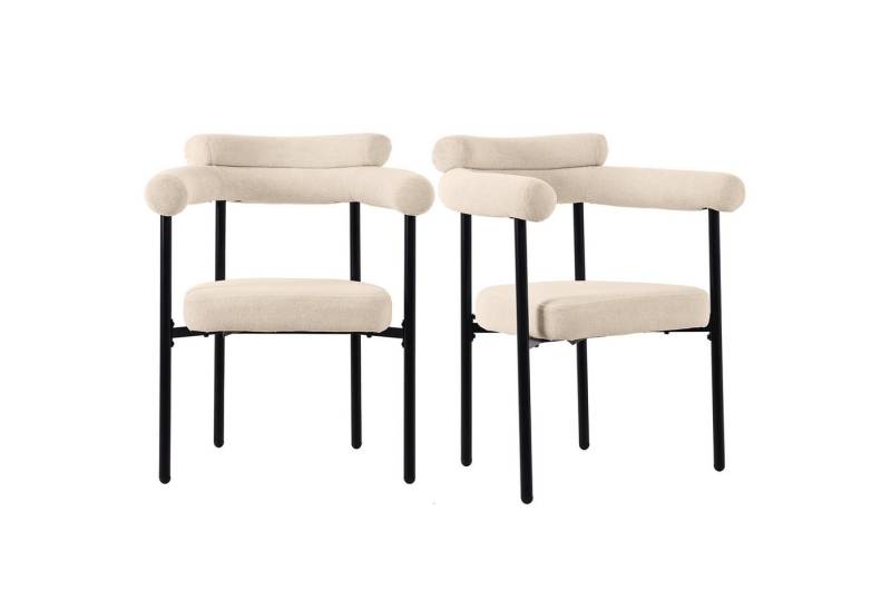HAUSS SPOLE Esszimmerstuhl 2er Set bequeme Ringsitze für Esszimmer, Wohnzimmer, Samt Beige (Polsterstuhl, bequeme Ringsitze, Samt-Esszimmerstühle, 2 St), Ergonomisches Design, geräumiges Sitzdesign von HAUSS SPOLE