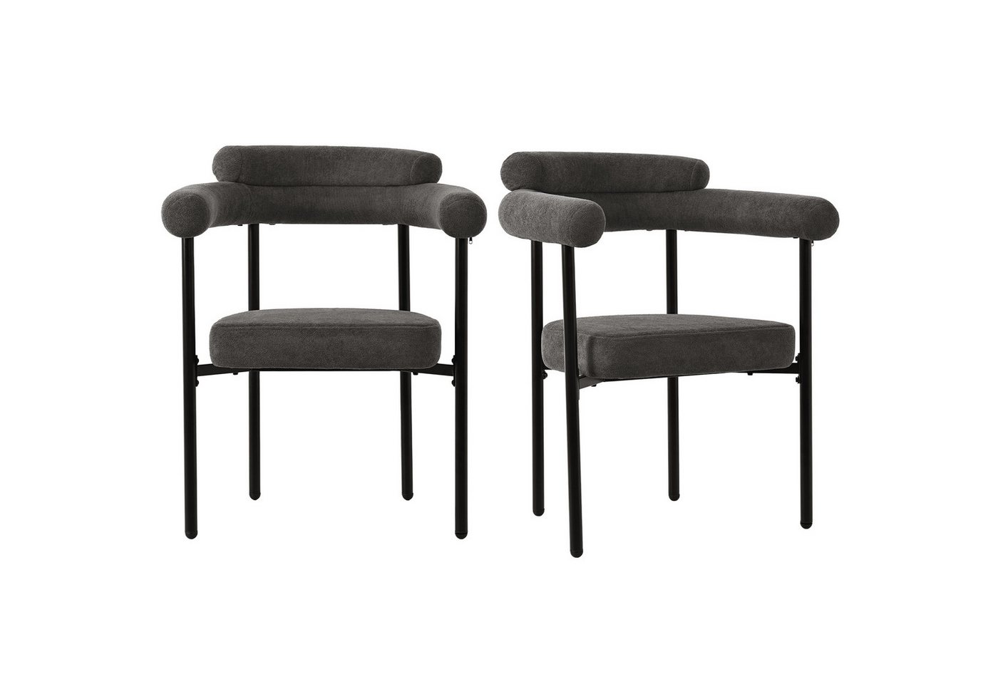 HAUSS SPOLE Esszimmerstuhl 2er Set bequeme Ringsitze für Esszimmer, Wohnzimmer, Samt Grau (Polsterstuhl, bequeme Ringsitze, Samt-Esszimmerstühle, 2 St), Ergonomisches Design, geräumiges Sitzdesign von HAUSS SPOLE