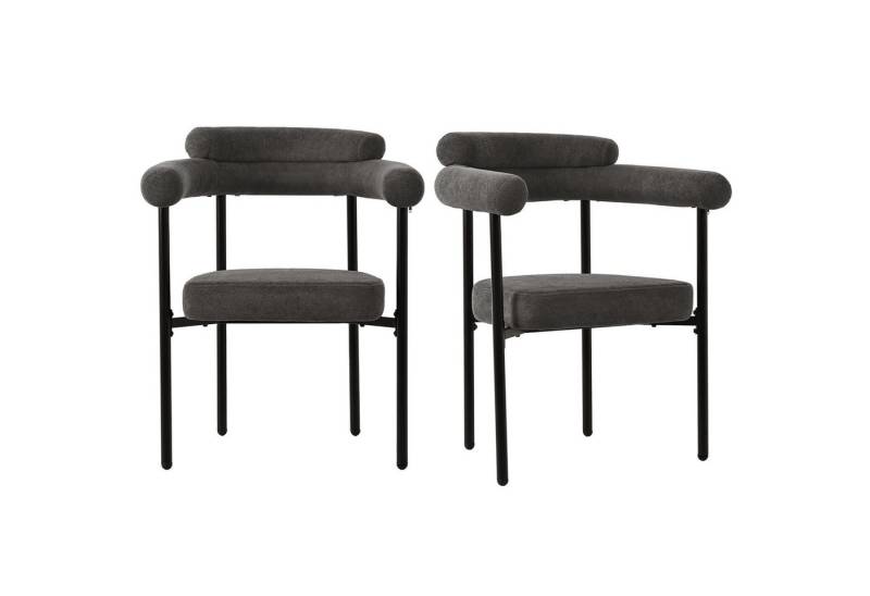 HAUSS SPOLE Esszimmerstuhl 2er Set bequeme Ringsitze für Esszimmer, Wohnzimmer, Samt Grau (Polsterstuhl, bequeme Ringsitze, Samt-Esszimmerstühle, 2 St), Ergonomisches Design, geräumiges Sitzdesign von HAUSS SPOLE