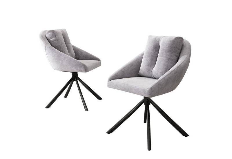 HAUSS SPOLE Esszimmerstuhl 2er Set drehbarer Esszimmerstuhl, ergonomisches Design Samt Grau (Polsterstuhl, 2 St), drehbarer Esszimmerstuhl aus atmungsaktiver Samtstoff von HAUSS SPOLE