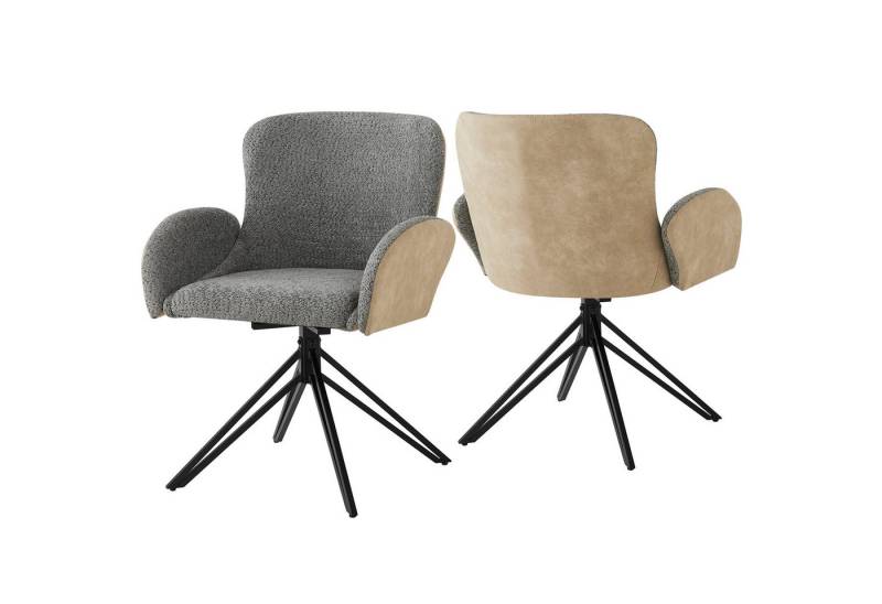 HAUSS SPOLE Esszimmerstuhl 2er mit schwarzen Eisenbeine, ergonomischer 360-Grad-Drehstuhl Grau (2 St) von HAUSS SPOLE