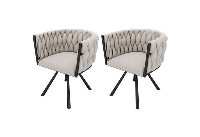 HAUSS SPOLE Esszimmerstuhl 2er set Drehstuhl mit vier Stützbeinen aus Metall, Leinen Beige (Polsterstuhl, Wohnzimmerstuhl, Küchenstuhl, Drehstuhl, 2 St), mit vier Stützbeinen aus Metall von HAUSS SPOLE