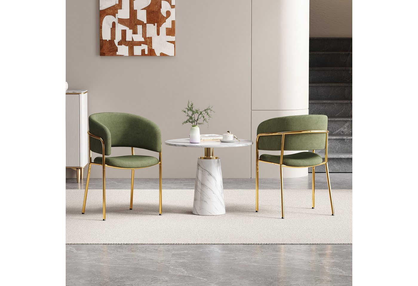 HAUSS SPOLE Esszimmerstuhl 2er-set Küchenstühle Relaxsessel mit Verstellbare Füße,Cordstoff (Moderner Esszimmerstuhl mit Cordstoff, ergonomischem Design, verstellbaren Füßen., 2 St), mit Schrägstuhlbein, Verstellbare Füße und Cordstoff von HAUSS SPOLE