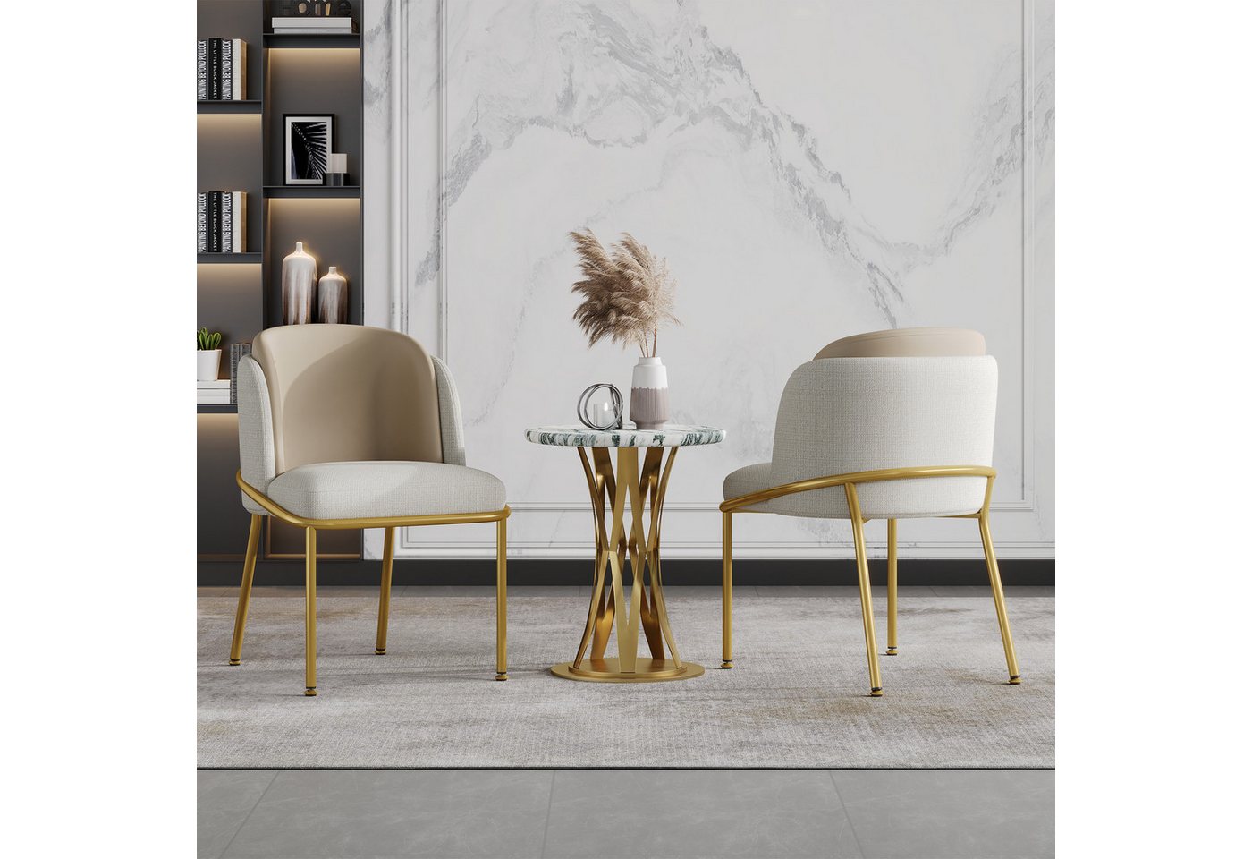 HAUSS SPOLE Esszimmerstuhl 2er-set Küchenstühle Relaxsessel mit Verstellbare Füße,Polsterstuhl (Eleganter Esszimmerstuhl mit ergonomischer Rückenlehne und verstellbaren Füßen – Massivholzrahmen, Anti-Kipp-Design, nordisches Design für Büro., 2 St), mit Schrägstuhlbein und Verstellbare Füße von HAUSS SPOLE