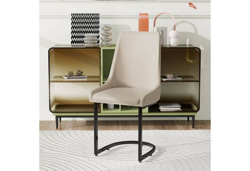HAUSS SPOLE Esszimmerstuhl 2er set Küchenstuhl Wohnzimmer Esszimmerstühle mit Goldenen Metallbein (2er Set Esszimmerstühle aus Kunstleder-Leder – Ergonomisch, pflegeleicht, hohe Rückenlehne – Stilvolle Freischwinger für Esszimmer, Wohnzimmer & Homeoffice, 2 St), Mit Hohe Rückenlehne von HAUSS SPOLE