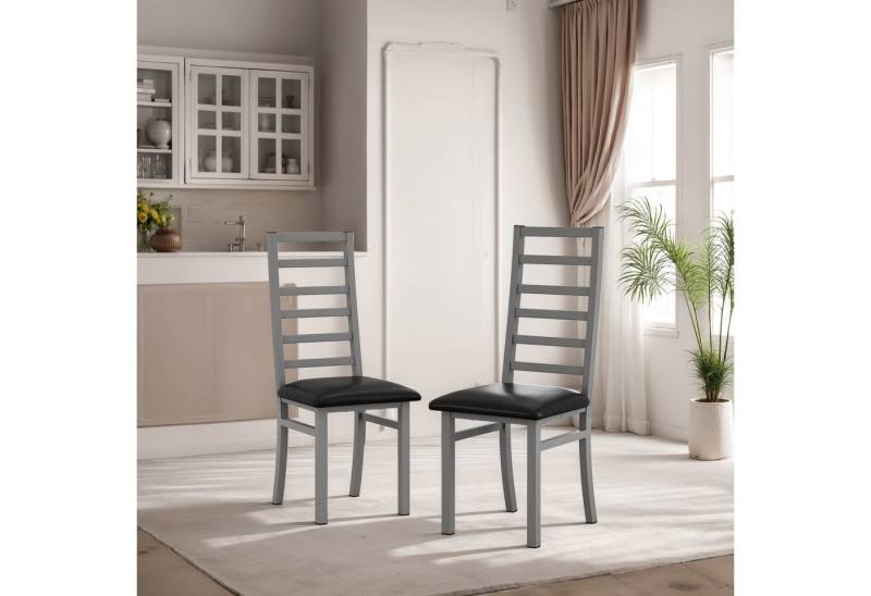 HAUSS SPOLE Esszimmerstuhl 2er-set Küchenstuhl gepolstert,Stuhl Esszimmer Polstersessel,grau (Küchenstuhl, Design ohne Armlehnen, ideal für Küche, Wohnzimmer & Büro, 2 St) von HAUSS SPOLE