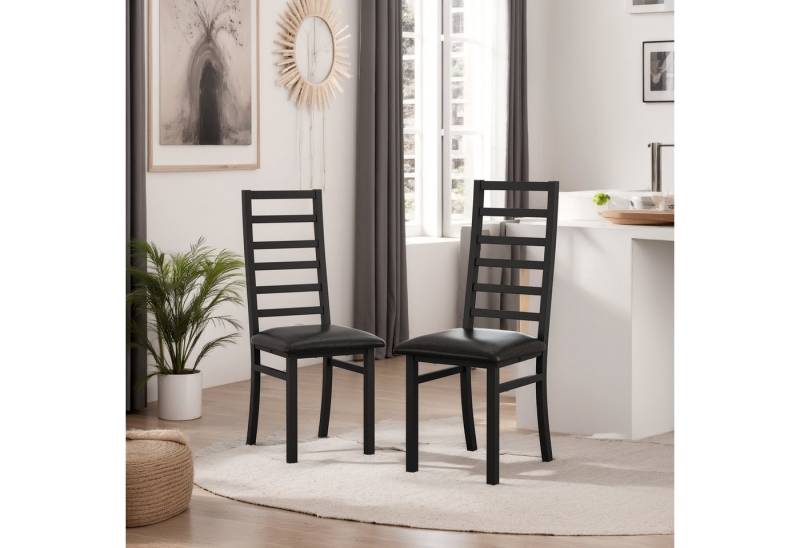 HAUSS SPOLE Esszimmerstuhl 2er-set Küchenstuhl gepolstert,Stuhl Esszimmer Polstersessel,schwarz (Küchenstuhl, Design ohne Armlehnen, ideal für Küche, Wohnzimmer & Büro, 2 St) von HAUSS SPOLE