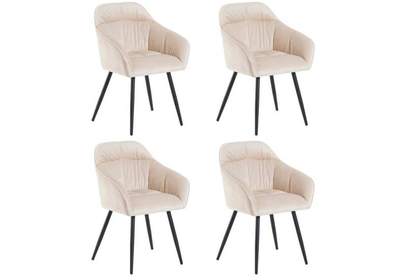 HAUSS SPOLE Esszimmerstuhl 4 St mit Metallbeine, Rückenlehne, verstellbare Vorderbeine, Beige (Polsterstuhl mit Metallbeine Samt,Polsterung mit Samt-Bezug, 4 St), Polsterstuhl Drehstuhl Wohnzimmerstuhl Samt von HAUSS SPOLE
