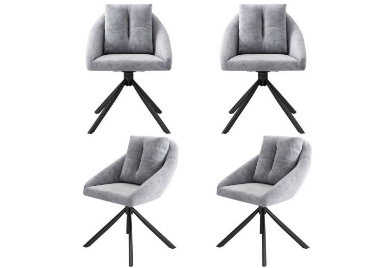 HAUSS SPOLE Esszimmerstuhl 4er Set drehbarer Esszimmerstuhl, ergonomisches Design Samt Grau (Polsterstuhl, 4 St), drehbarer Esszimmerstuhl aus atmungsaktiver Samtstoff von HAUSS SPOLE