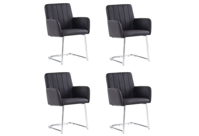 HAUSS SPOLE Esszimmerstuhl 4er Set mit mit vertikalen Streifen, Metallbeine, Kunstleder, Schwarz (4 St) von HAUSS SPOLE