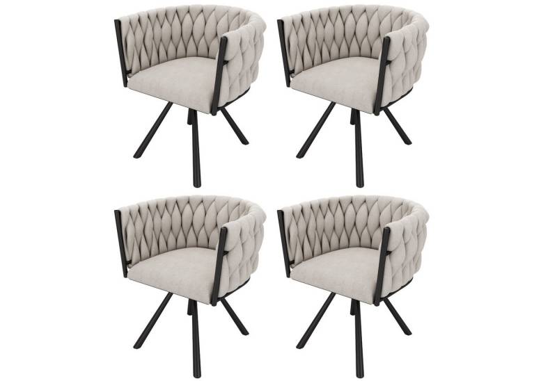 HAUSS SPOLE Esszimmerstuhl 4er set Drehstuhl mit vier Stützbeinen aus Metall, Leinen Beige (Polsterstuhl, Wohnzimmerstuhl, Küchenstuhl, Drehstuhl, 4 St), mit vier Stützbeinen aus Metall von HAUSS SPOLE