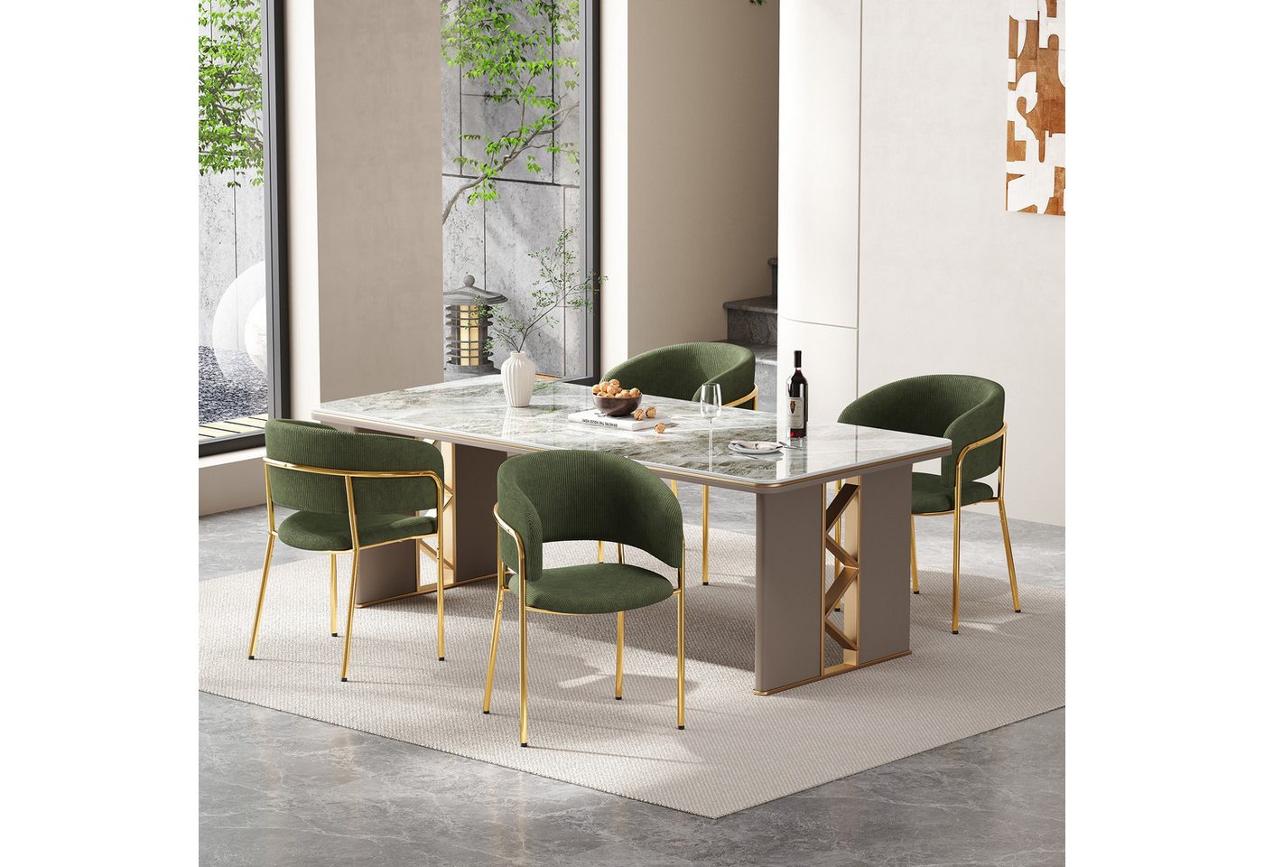 HAUSS SPOLE Esszimmerstuhl 4er-set Küchenstühle Relaxsessel mit Verstellbare Füße,Cordstoff (Moderner Esszimmerstuhl mit Cordstoff, ergonomischem Design, verstellbaren Füßen., 4 St), mit Schrägstuhlbein, Verstellbare Füße und Cordstoff von HAUSS SPOLE