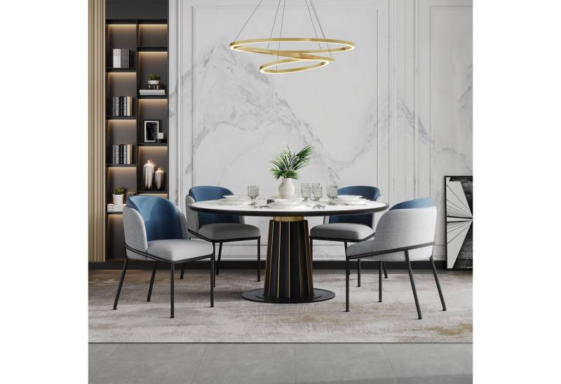 HAUSS SPOLE Esszimmerstuhl 4er-set Küchenstühle Relaxsessel mit Verstellbare Füße,Polsterstuhl (Eleganter Esszimmerstuhl mit ergonomischer Rückenlehne und verstellbaren Füßen – Massivholzrahmen, Anti-Kipp-Design, nordisches Design für Büro., 4 St), mit Schrägstuhlbein und Verstellbare Füße von HAUSS SPOLE