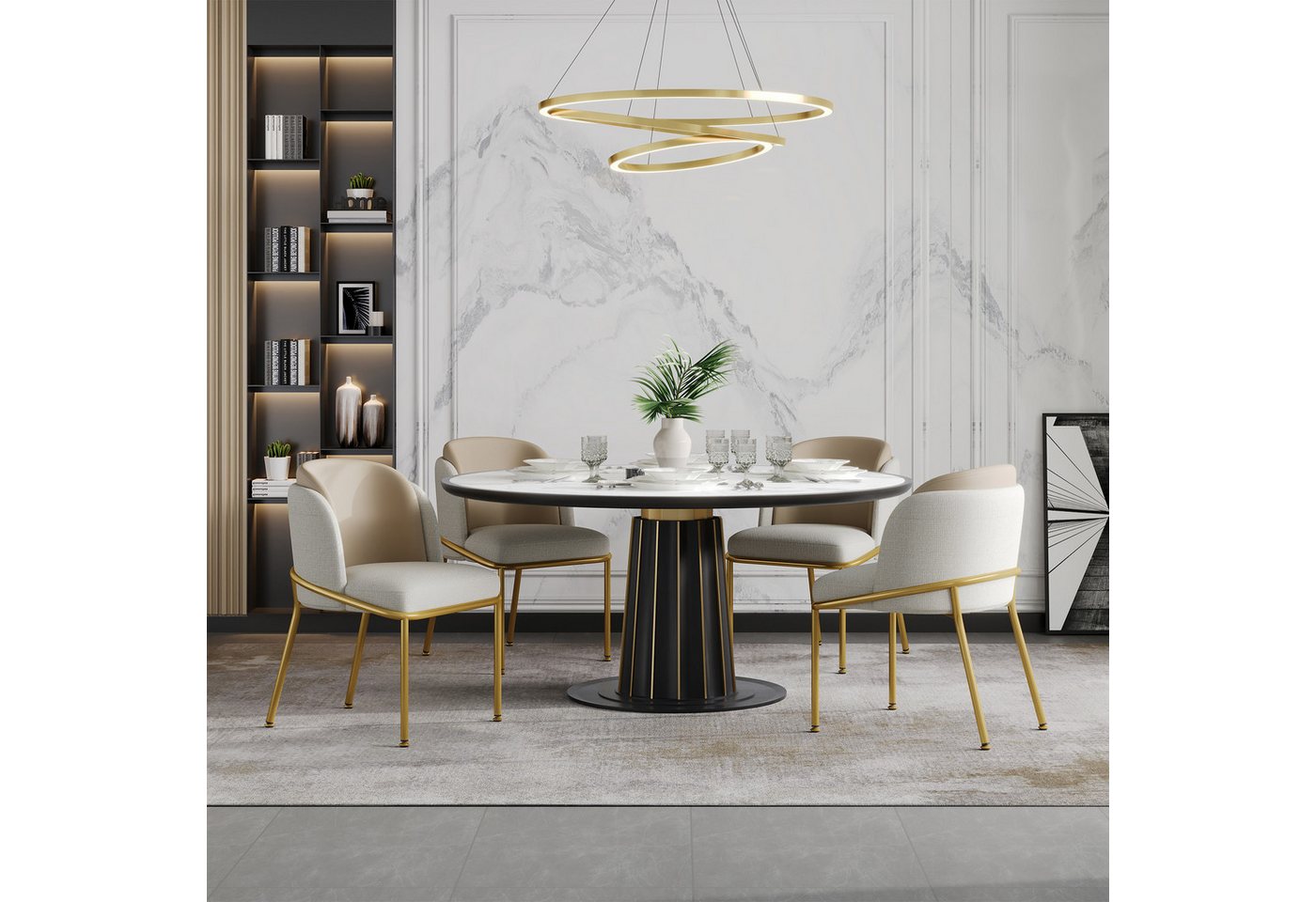 HAUSS SPOLE Esszimmerstuhl 4er-set Küchenstühle Relaxsessel mit Verstellbare Füße,Polsterstuhl (Eleganter Esszimmerstuhl mit ergonomischer Rückenlehne und verstellbaren Füßen – Massivholzrahmen, Anti-Kipp-Design, nordisches Design für Büro., 4 St), mit Schrägstuhlbein und Verstellbare Füße von HAUSS SPOLE