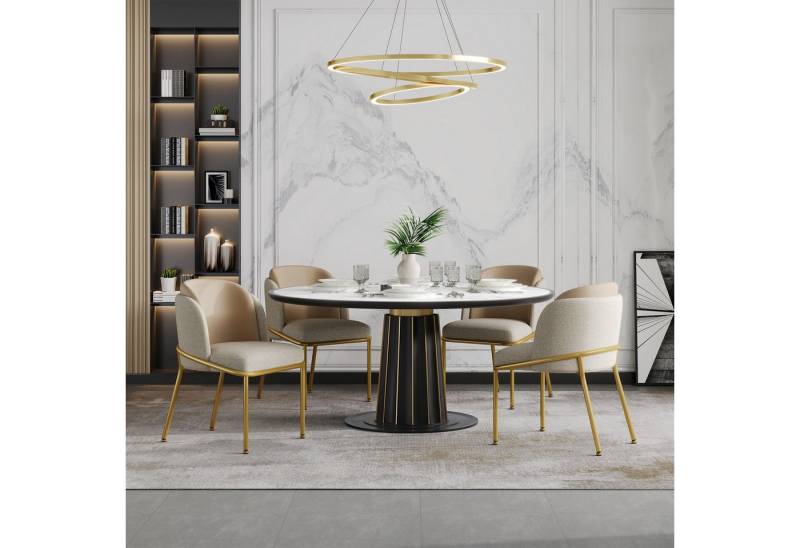 HAUSS SPOLE Esszimmerstuhl 4er-set Küchenstühle Relaxsessel mit Verstellbare Füße,Polsterstuhl (Eleganter Esszimmerstuhl mit ergonomischer Rückenlehne und verstellbaren Füßen – Massivholzrahmen, Anti-Kipp-Design, nordisches Design für Büro., 4 St), mit Schrägstuhlbein und Verstellbare Füße von HAUSS SPOLE