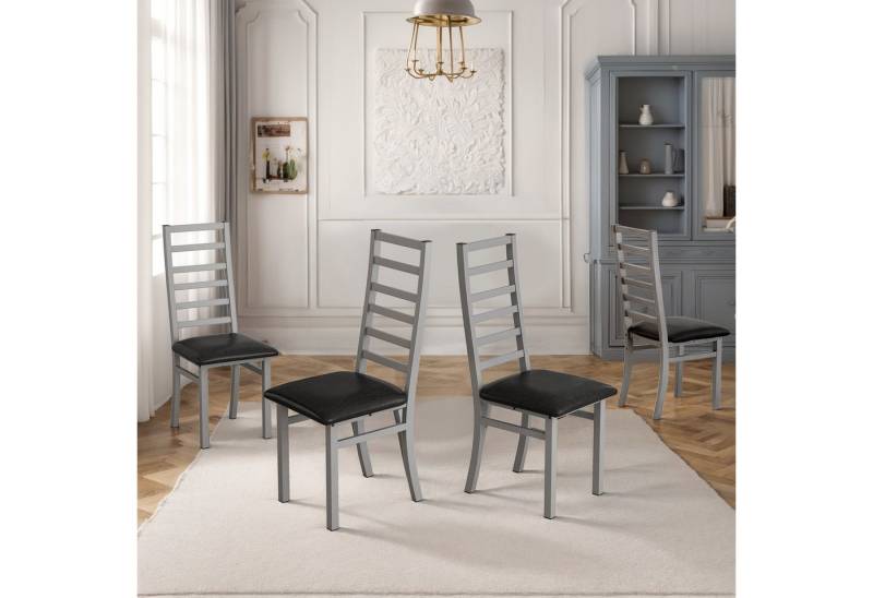 HAUSS SPOLE Esszimmerstuhl 4er-set Küchenstuhl gepolstert,Stuhl Esszimmer Polstersessel,grau (Küchenstuhl, Design ohne Armlehnen, ideal für Küche, Wohnzimmer & Büro, 4 St) von HAUSS SPOLE