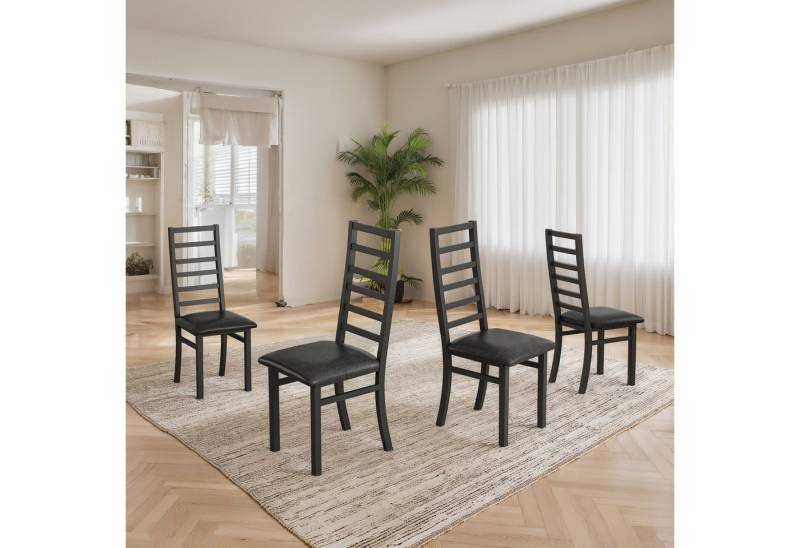 HAUSS SPOLE Esszimmerstuhl 4er-set Küchenstuhl gepolstert,Stuhl Esszimmer Polstersessel,schwarz (Küchenstuhl, Design ohne Armlehnen, ideal für Küche, Wohnzimmer & Büro, 4 St) von HAUSS SPOLE