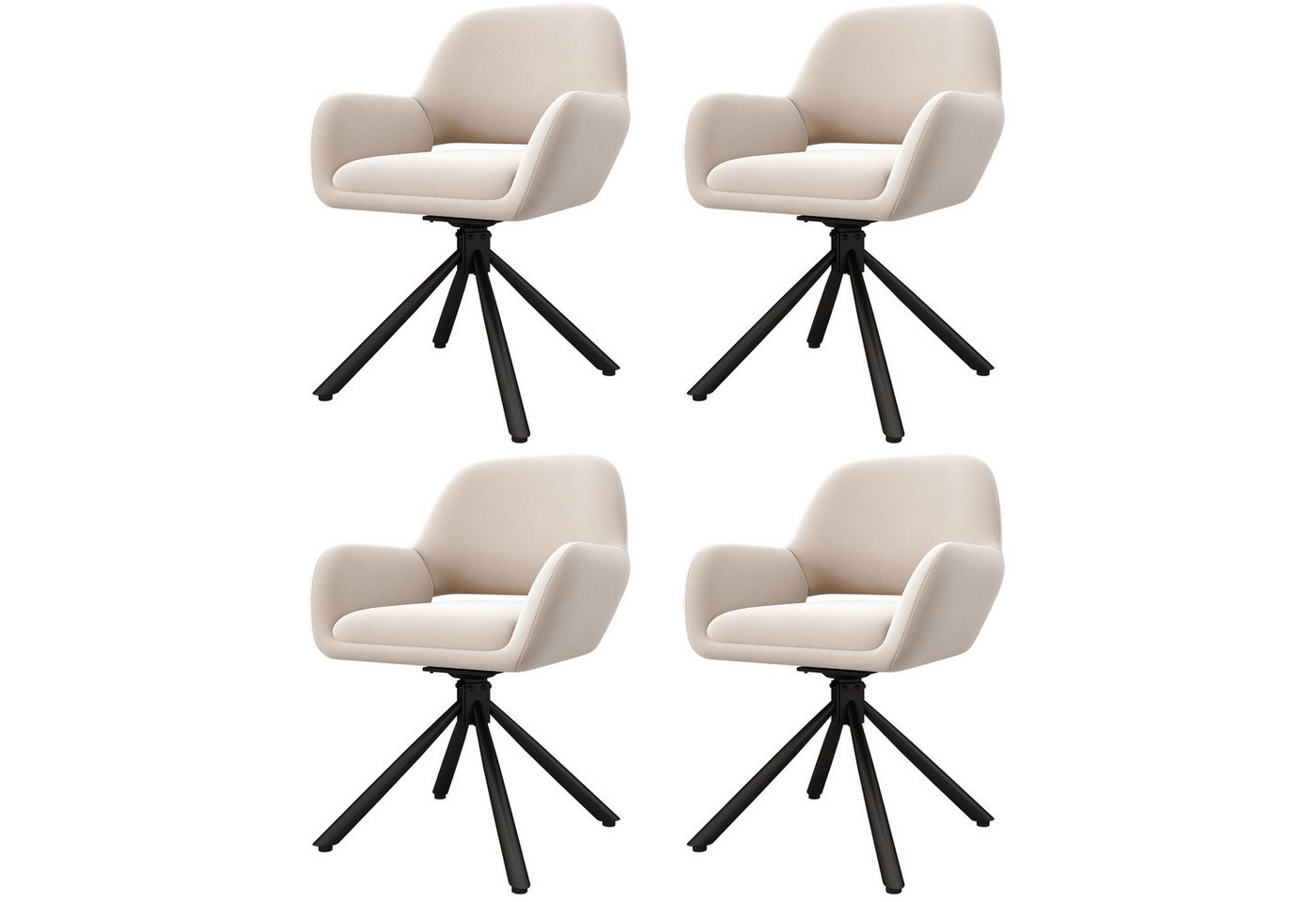 HAUSS SPOLE Esszimmerstuhl 4er-set mit Handläufe, Modern und schlicht, Esszimmerstuhl, Samt Beige (4 St), Polsterstühle Drehstuhl Armlehnstuhl Bürostuhl, Sherpa-Bezug von HAUSS SPOLE