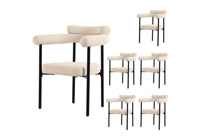 HAUSS SPOLE Esszimmerstuhl 6er Set bequeme Ringsitze für Esszimmer, Wohnzimmer, Samt Beige (Polsterstuhl, bequeme Ringsitze, Samt-Esszimmerstühle, 6 St), Ergonomisches Design, geräumiges Sitzdesign von HAUSS SPOLE