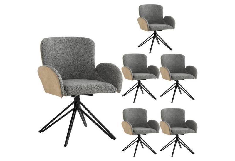 HAUSS SPOLE Esszimmerstuhl 6er mit schwarzen Eisenbeine, ergonomischer 360-Grad-Drehstuhl Grau (6 St) von HAUSS SPOLE