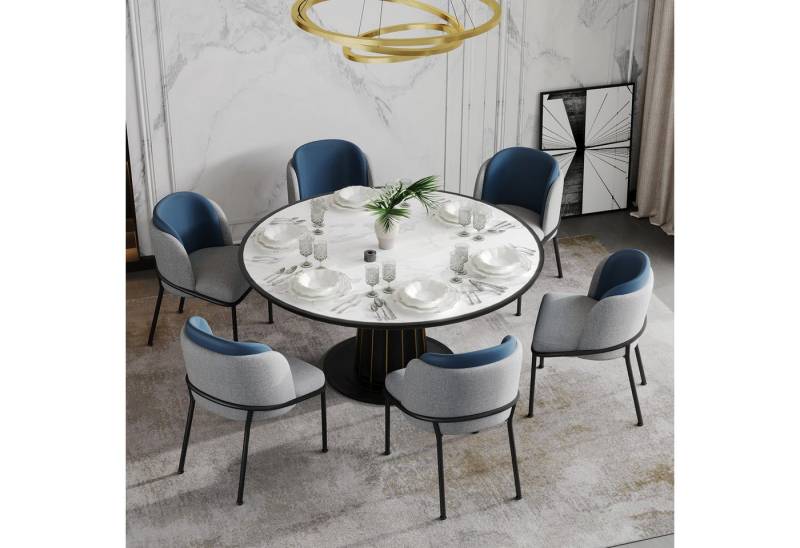 HAUSS SPOLE Esszimmerstuhl 6er-set Küchenstühle Relaxsessel mit Verstellbare Füße,Polsterstuhl (Eleganter Esszimmerstuhl mit ergonomischer Rückenlehne und verstellbaren Füßen – Massivholzrahmen, Anti-Kipp-Design, nordisches Design für Büro., 6 St), mit Schrägstuhlbein und Verstellbare Füße von HAUSS SPOLE