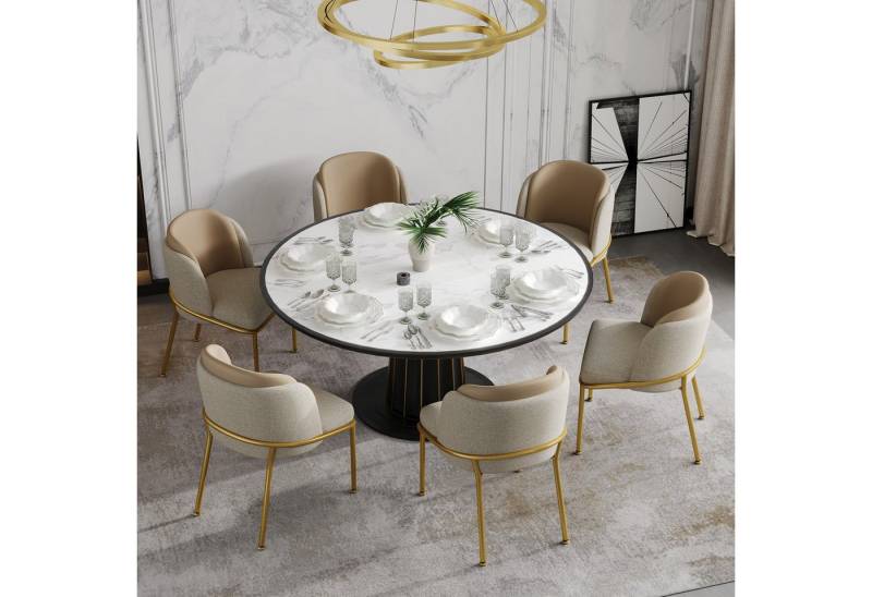 HAUSS SPOLE Esszimmerstuhl 6er-set Küchenstühle Relaxsessel mit Verstellbare Füße,Polsterstuhl (Eleganter Esszimmerstuhl mit ergonomischer Rückenlehne und verstellbaren Füßen – Massivholzrahmen, Anti-Kipp-Design, nordisches Design für Büro., 6 St), mit Schrägstuhlbein und Verstellbare Füße von HAUSS SPOLE