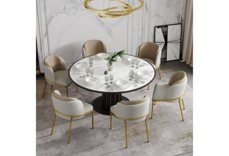 HAUSS SPOLE Esszimmerstuhl 6er-set Küchenstühle Relaxsessel mit Verstellbare Füße,Polsterstuhl (Eleganter Esszimmerstuhl mit ergonomischer Rückenlehne und verstellbaren Füßen – Massivholzrahmen, Anti-Kipp-Design, nordisches Design für Büro., 6 St), mit Schrägstuhlbein und Verstellbare Füße von HAUSS SPOLE