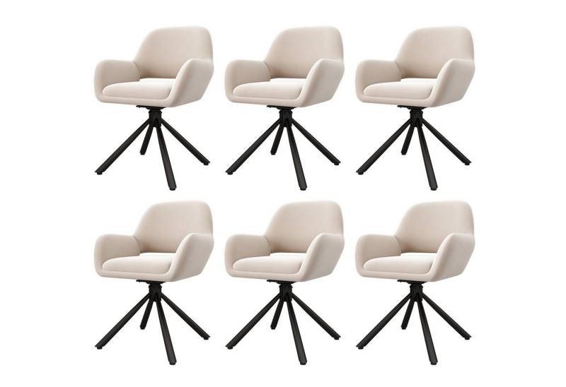 HAUSS SPOLE Esszimmerstuhl 6er-set mit Handläufe, Modern und schlicht, Esszimmerstuhl, Samt Beige (6 St), Polsterstühle Drehstuhl Armlehnstuhl Bürostuhl, Sherpa-Bezug von HAUSS SPOLE