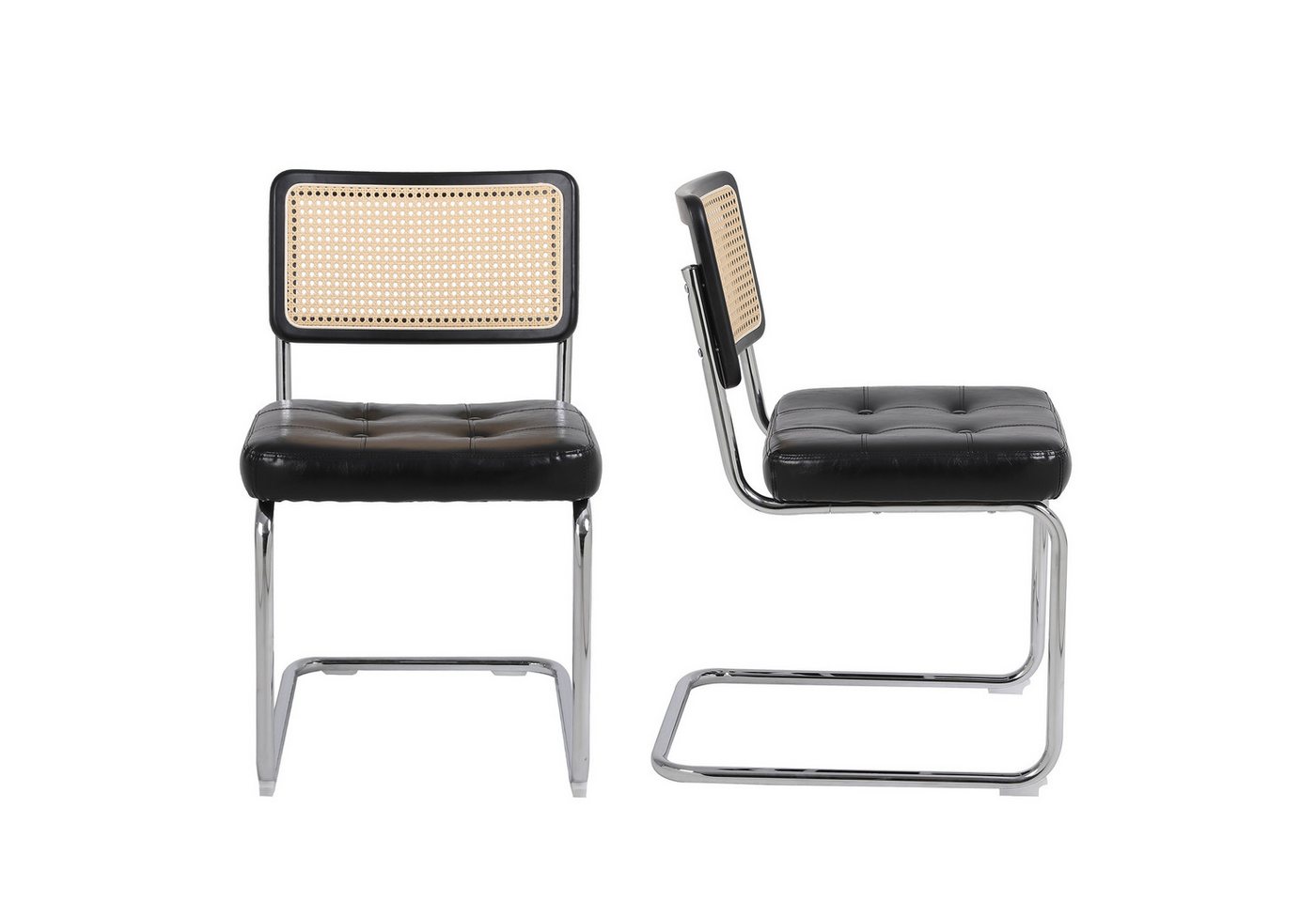 HAUSS SPOLE Esszimmerstuhl Esszimmerstühle 2er Set Sessel Rattan-Esszimmerstühle (Akzentstühle Rattan Esszimmerstühle Set von 2), gepolsterte getuftete Kunstleder von HAUSS SPOLE