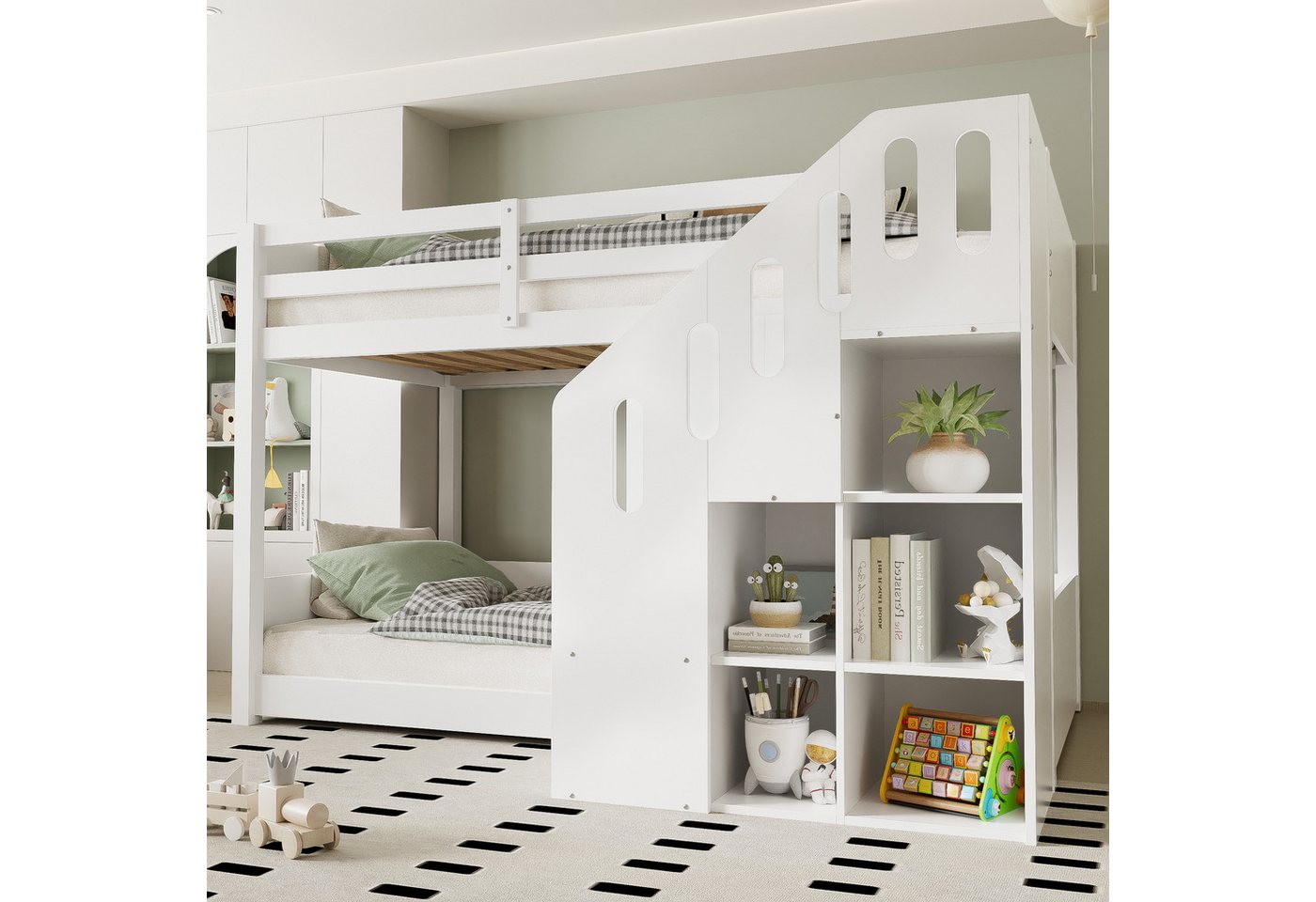 HAUSS SPOLE Etagenbett 90 x 200cm, mit Treppen und Schließfächern,stabiles Geländer, Weiß HAUSS SPOLE Etagenbett 90 x 200cm, mit Treppen und Schließfächern,stabiles Geländer, Weiß von HAUSS SPOLE
