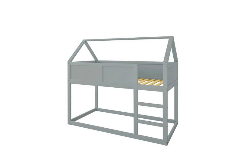 HAUSS SPOLE Etagenbett Kinderbett 90x200 cm, niedriges Etagen-Einzelbett mit Treppe Grau (Hochbett mit Treppe, 90x200 cm), ohne Matratze von HAUSS SPOLE