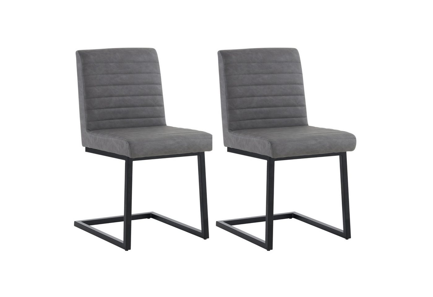 HAUSS SPOLE Freischwinger 2er Set mit Metallbeine für Arbeitzimmer aus Kunstleder, Grau (2 St) von HAUSS SPOLE