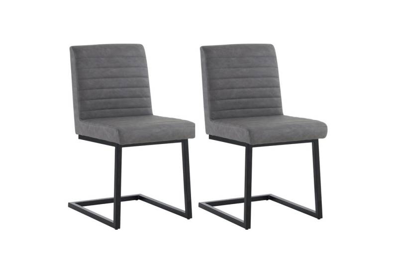 HAUSS SPOLE Freischwinger 2er Set mit Metallbeine für Arbeitzimmer aus Kunstleder, Grau (2 St) von HAUSS SPOLE