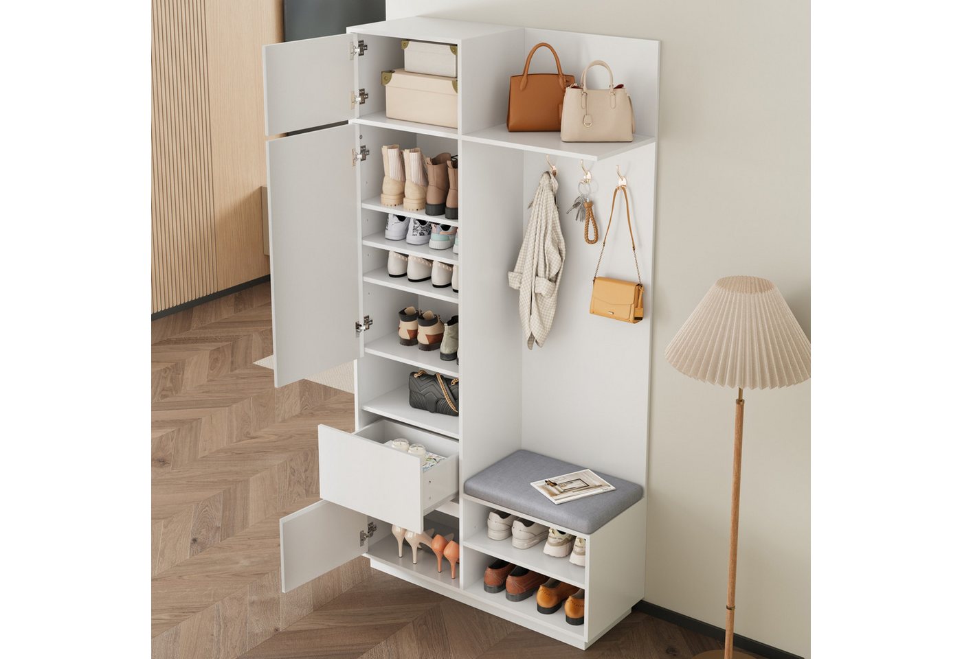 HAUSS SPOLE Garderoben-Set mit sitzbank Flurgarderobe Garderobenschrank mit Schuhschrank&Spiegel HAUSS SPOLE Garderoben-Set mit sitzbank Flurgarderobe Garderobenschrank mit Schuhschrank&Spiegel von HAUSS SPOLE