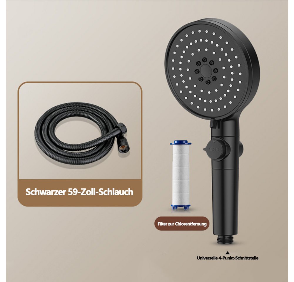 HAUSS SPOLE Handbrause Handbrause Duschkopf Sparduschkopf Regendusche Brausekopf Duschbrause, (Dusche Wassersparend Hochdruck Druckerhöhende Duschbrause), 5 Strahlarten mit Filter und Stoppfunktion von HAUSS SPOLE