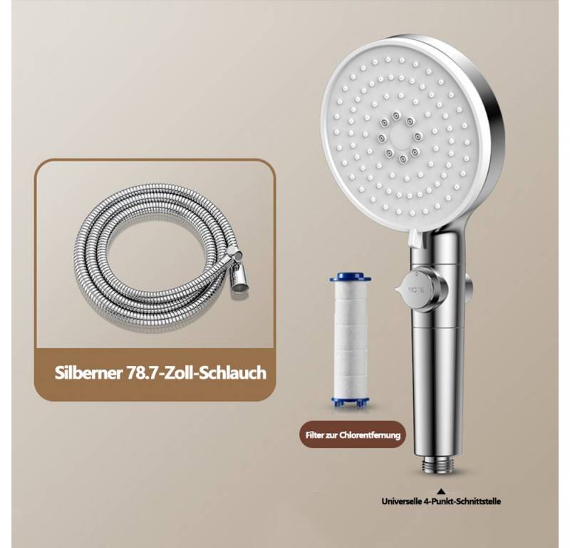 HAUSS SPOLE Handbrause Handbrause Duschkopf Sparduschkopf Regendusche Brausekopf Duschbrause, (Dusche Wassersparend Hochdruck Druckerhöhende Duschbrause), 5 Strahlarten mit Filter und Stoppfunktion von HAUSS SPOLE