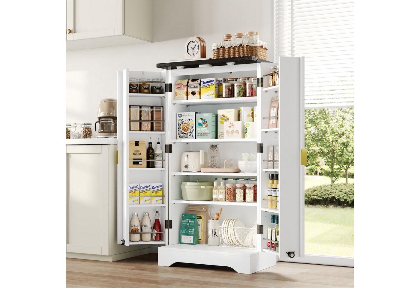 HAUSS SPOLE Highboard Küchenschrank mit Gewürzregal und LED verstellbare Hochschrank HAUSS SPOLE Highboard Küchenschrank mit Gewürzregal und LED verstellbare Hochschrank von HAUSS SPOLE