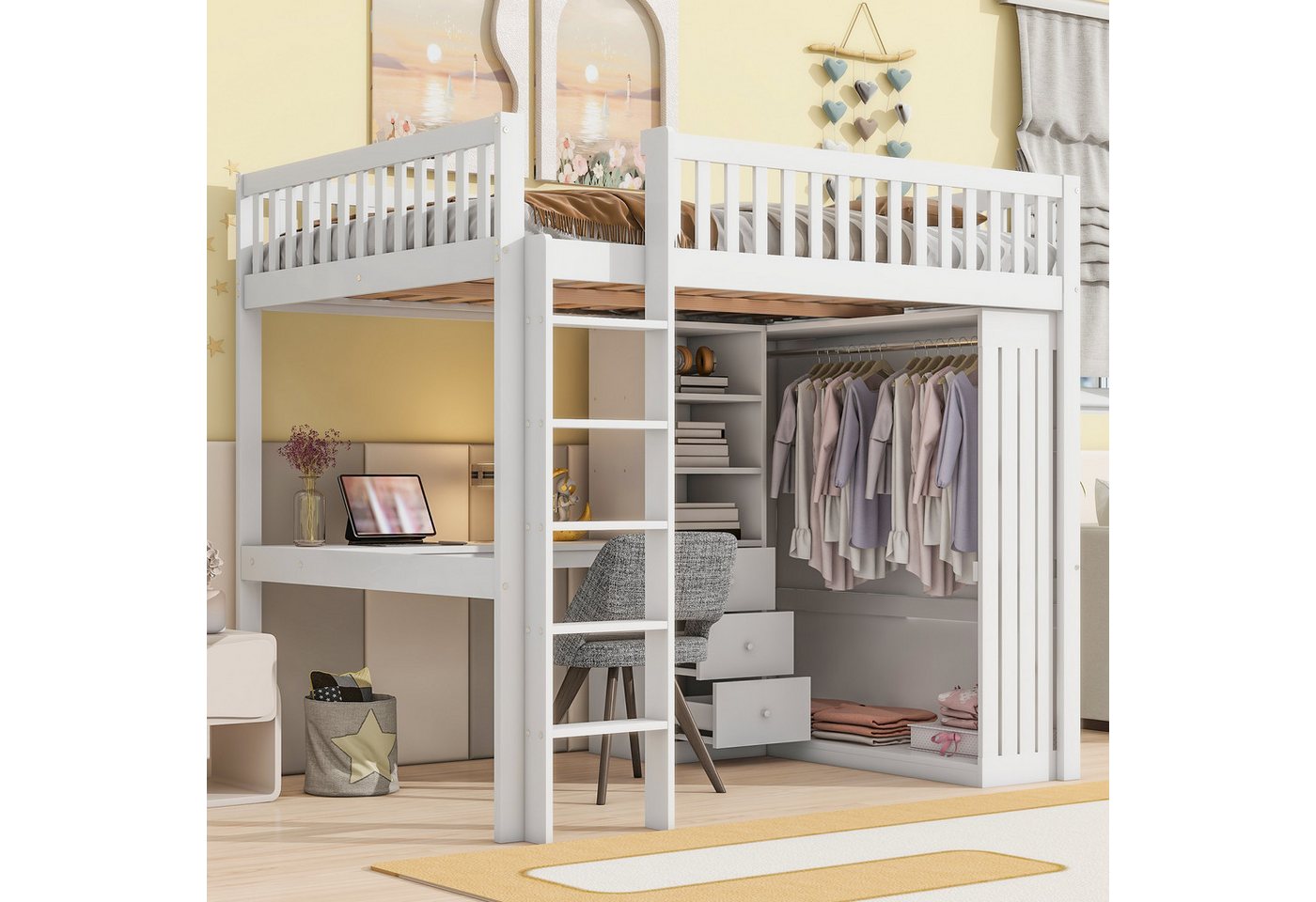 HAUSS SPOLE Hochbett 140x200 mit Matratze Funktionsbett,Jugendbett mit Schreibtisch,Schrank HAUSS SPOLE Hochbett 140x200 mit Matratze Funktionsbett,Jugendbett mit Schreibtisch,Schrank von HAUSS SPOLE